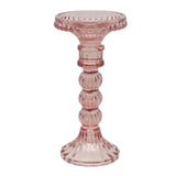 Pink Glass Candle Holders (larger) (cm) - Various Sets