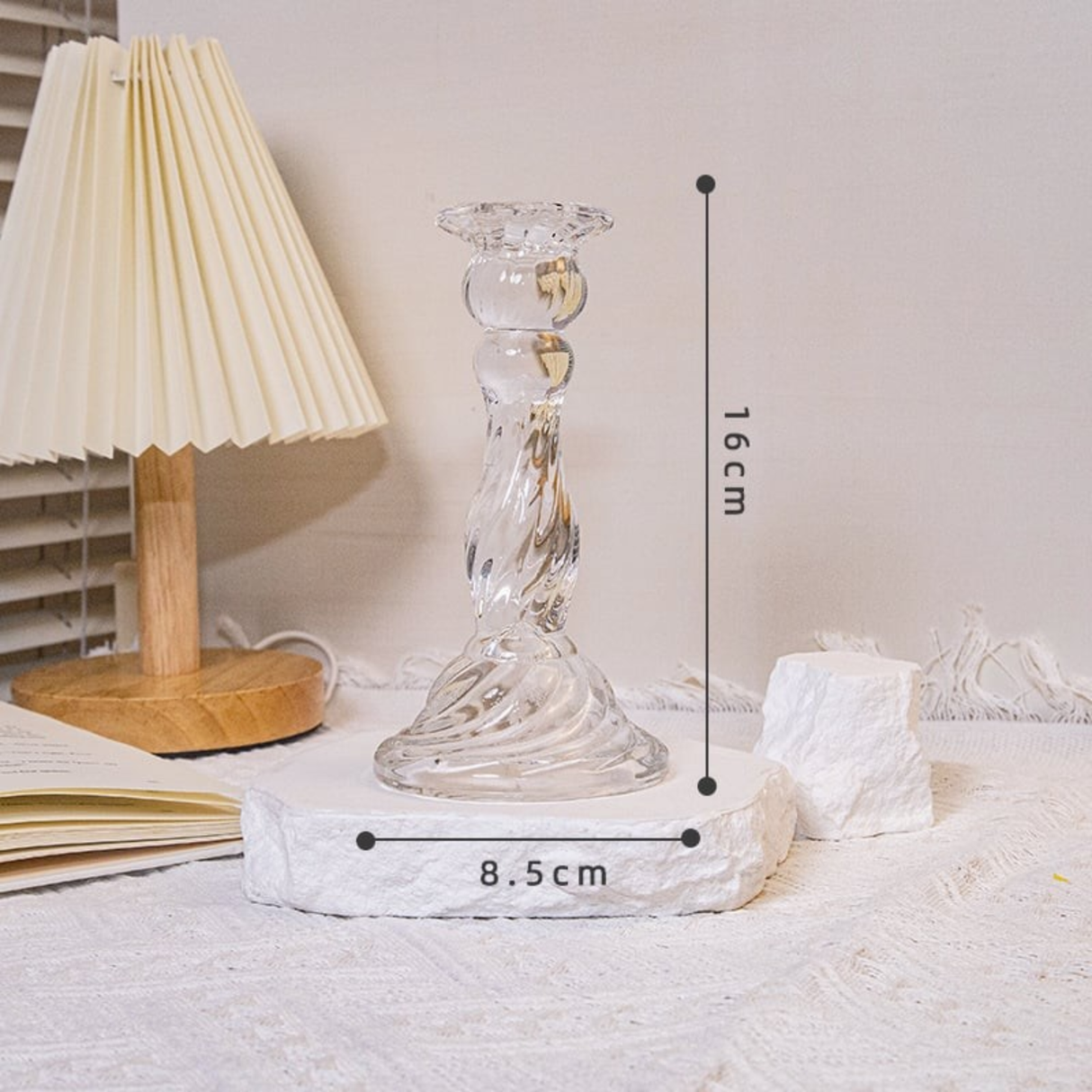 Woodside Home Living Clear Swirl Glass Candle Holders - Various Sets