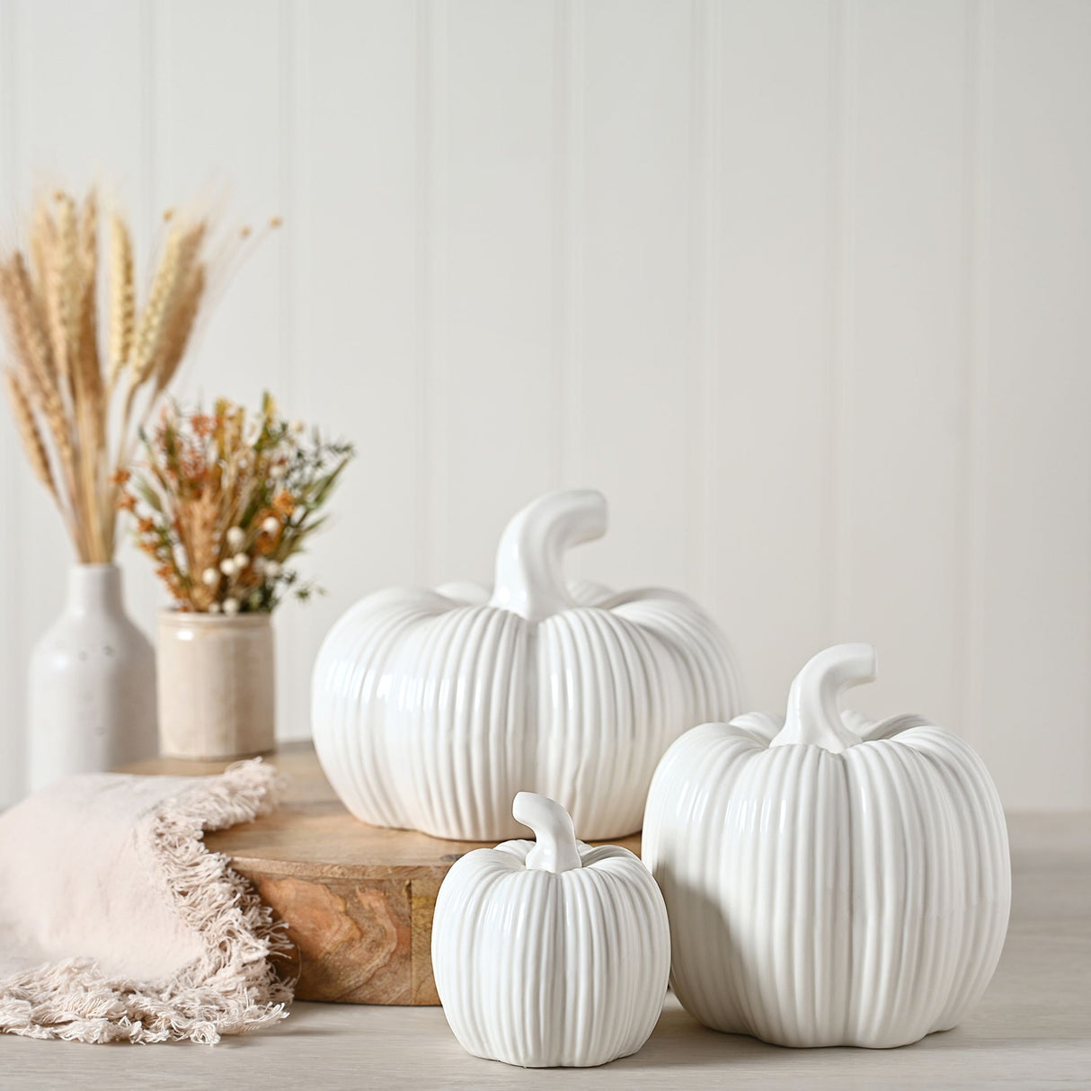 Country Living By White Pumpkin Size - Ornament