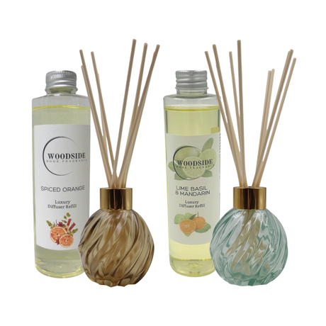 Spiral Glass Diffuser Vase with Woodside Luxury Refill