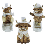 Christmas LED Light Up Highland Cow Figurines