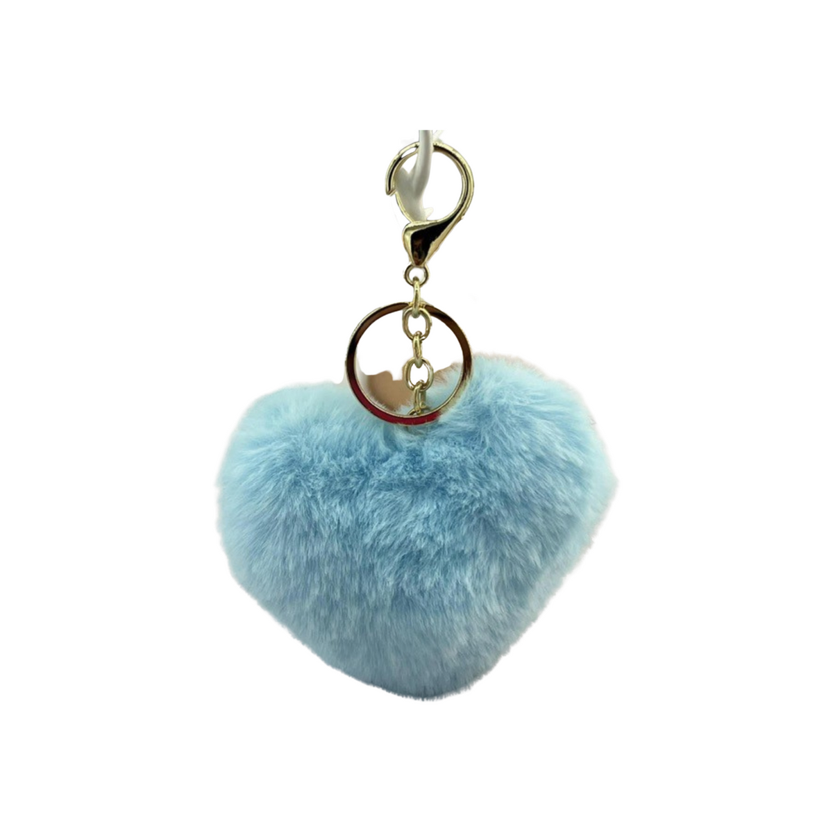 Fluffy Heart Keyring - Light Blue