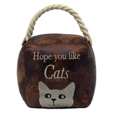Brown Faux Leather Doorstop - Cats