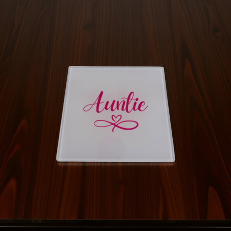 Woodside Home Living - Auntie Heart Round Glass Coaster