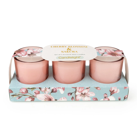 Candlelight Spring Summer Collection Set of 3 Votive Candles - Cherry Blossom & Sakura