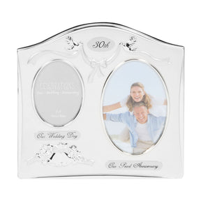  Celebrations Two Tone Silver Plated Double Photo Frame - 30th Anniversary
