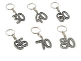 English Pewter Birthday Age Number Crystal Keyring - Various Ages