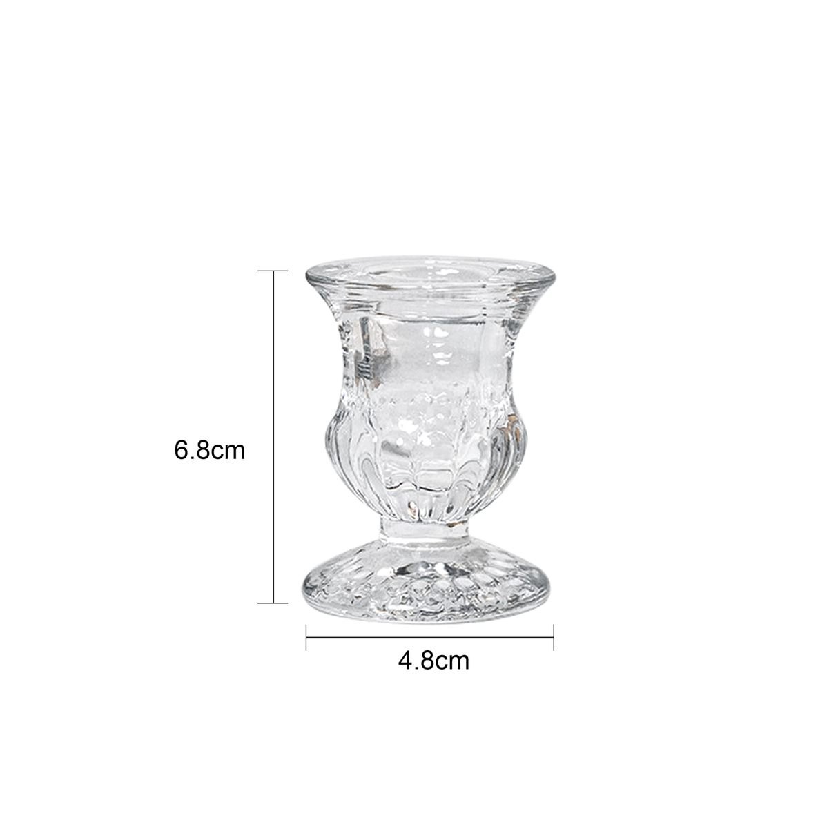 Clear Glass Candlestick Holders (6.8cm) - Petal Design