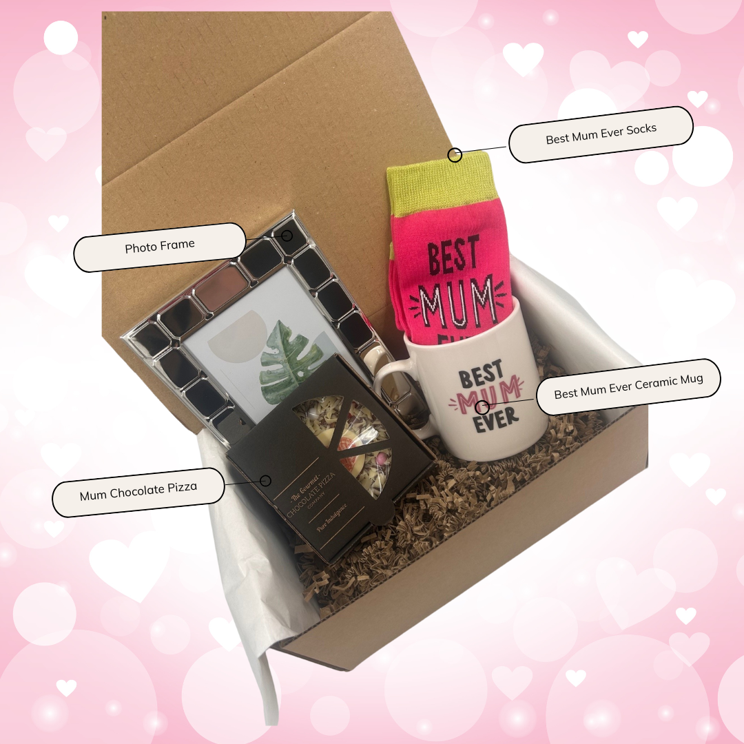 Mum - Mug Socks Chocolate Pizza & Photo Frame Treat Gift Box