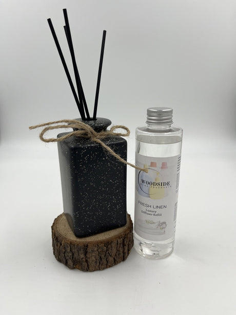 Woodside Pastel Black Ceramic Reed Diffuser Vase with Woodside Luxury Refill