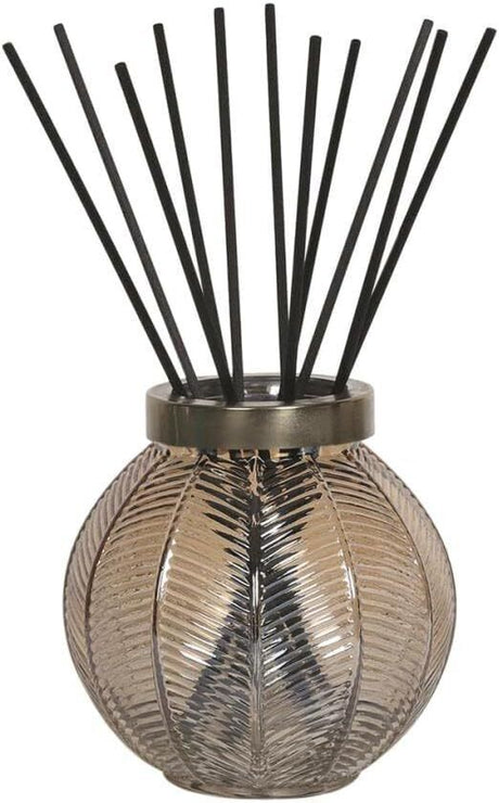 Aroma Ribbed Lustre Glass Reed Diffuser Vase & 50 Rattan Reeds - Various Colours