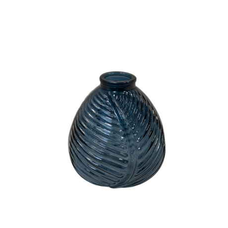 Satchville Glass Leaf Bottle blue
