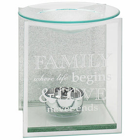 Sentiment Verse Silver Glitter Melt / Oil Burner: Home - Family - Friends - Mum