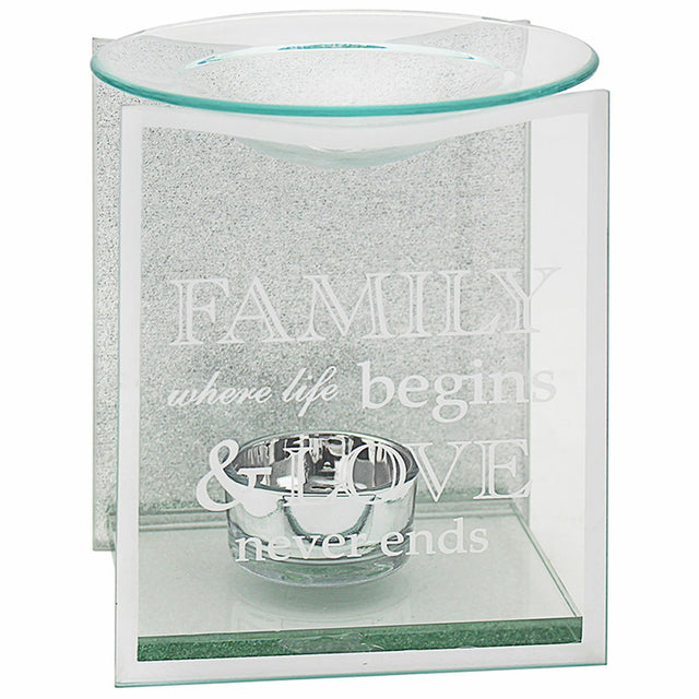 Sentiment Verse Silver Glitter Melt / Oil Burner: Home - Family - Friends - Mum