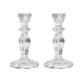 Glass Dinner Candle Holder Ribbed Design - Various Sizes	