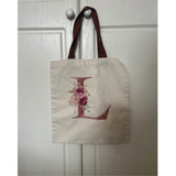 Personalised Tote Bags - Pink Floral Initial Design (A-Z)