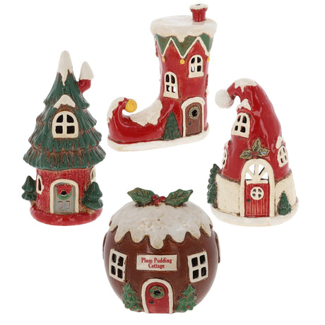 Village Pottery Christmas Collection Tea Light Holders - Various Novelty Houses