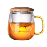 Woodside Home Living - Double-Wall Bamboo Glass Tea Tumbler with Infuser Lid