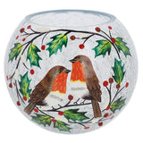 Christmas LED Tea Light Crackle Ball - Christmas Robins Large