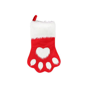 Woodside Home Living Pet Paw Christmas Stocking red