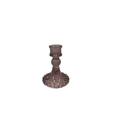 Satchville Glass Dinner Candle Holders - Amethyst
