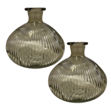 Satchville Ribbed Glass Ball Vases - Smokey Brown Set of 2
