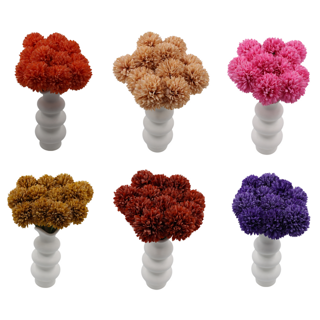 Woodside Home Living Artificial Chrysanthemum Ball Flowers - Set of 12