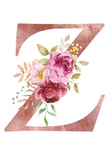 Personalised Tote Bags - Pink Floral Initial Design (A-Z)