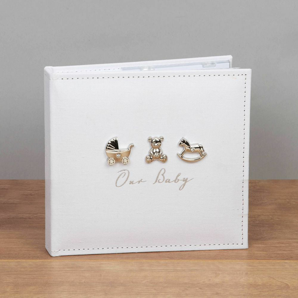 Bambino Linen Fabric Photo Album Holds 50 6x4" Prints - Our Baby