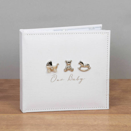 Bambino Linen Fabric Photo Album Holds 50 6x4" Prints - Our Baby