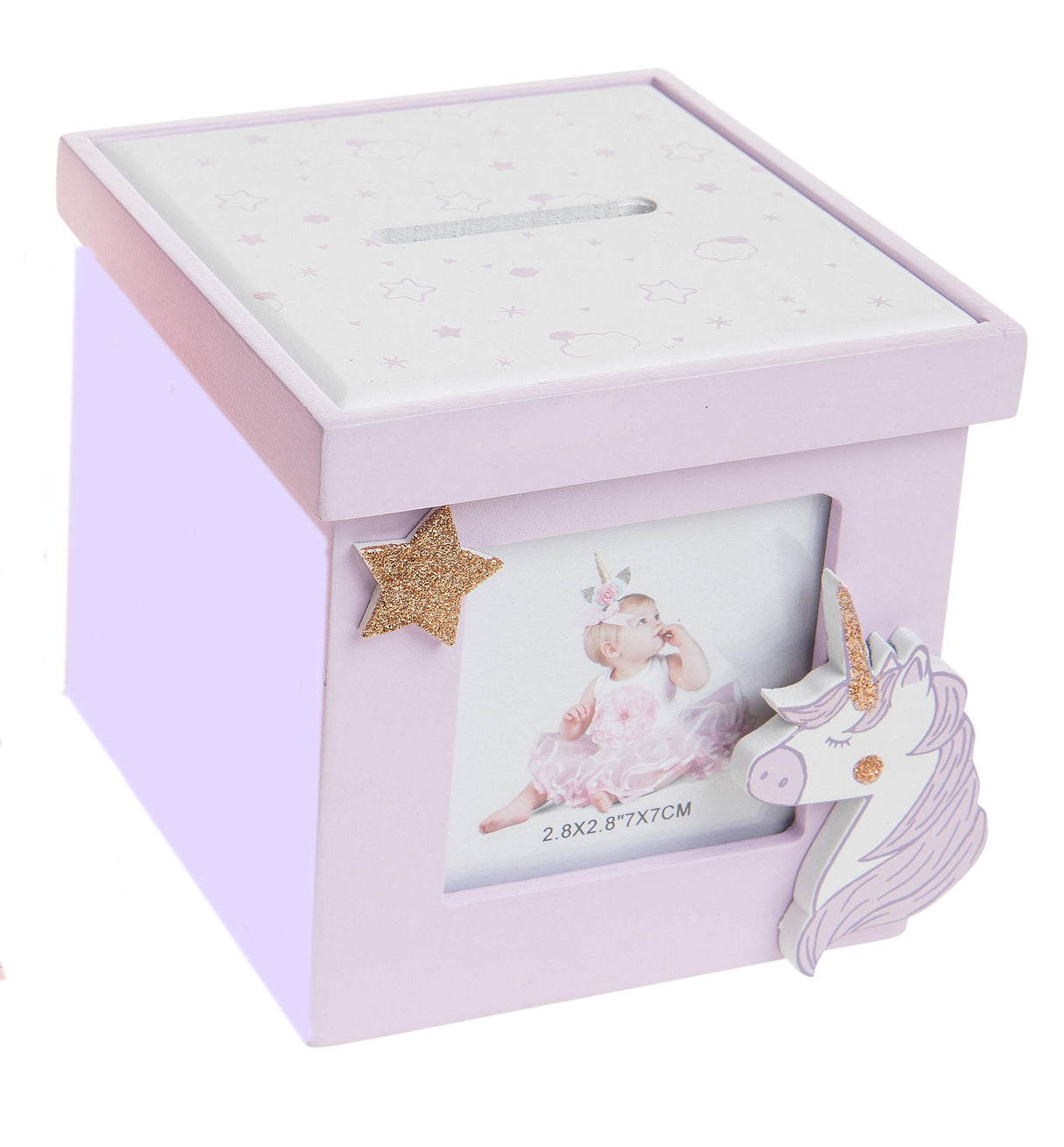 Unicorn Photo Money Box - In Lilac
