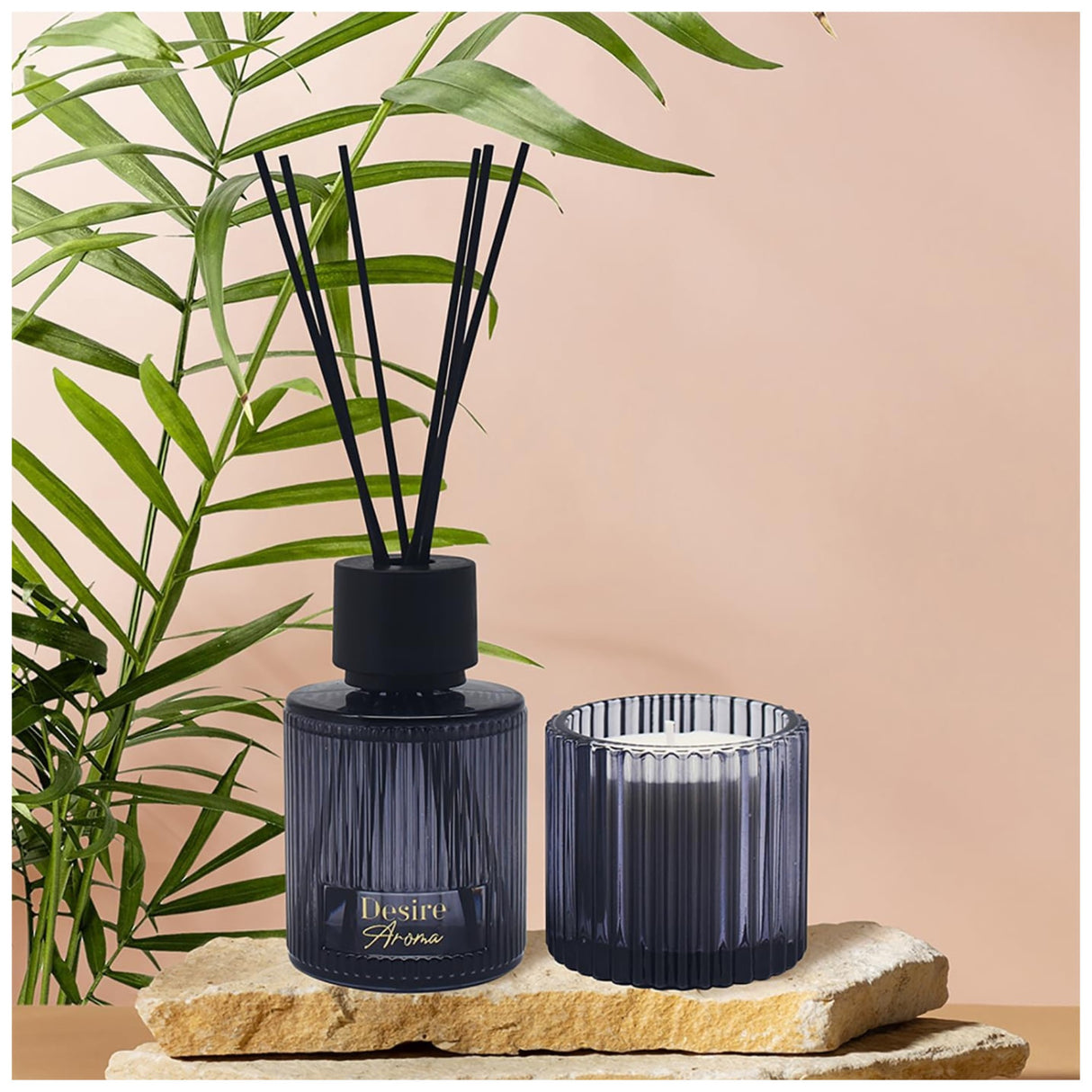 Desire Aroma Ribbed Glass Candle & Diffuser Gift Set - Various Fragrances