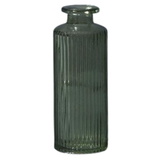 Satchville Ribbed Glass Bottle Vases 13cm - Vintage Green