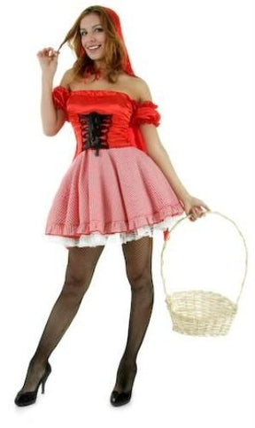 Red Hot Riding Hood Dress & Hooded Cape Fancy Dress Costume Size S