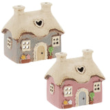 Village Pottery Mini Heart Cottage Tea Light Holder - Various Colours