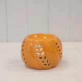 Ceramic Leaf Detail Wax Melter - Orange