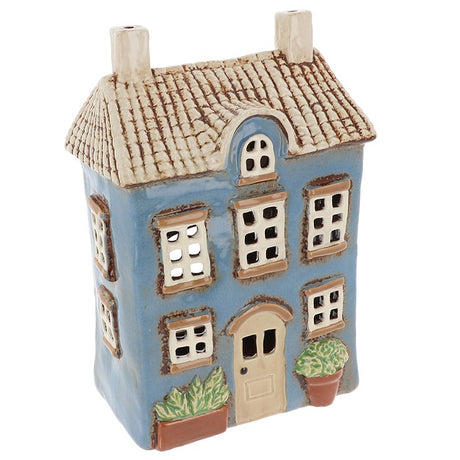 Village Pottery Garden House Tea Light Holder - Blue