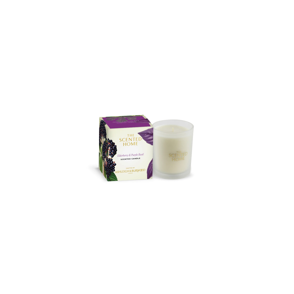 Ashleigh & Burwood New Scented Home Glass Candle - Elderberry & Purple Basil