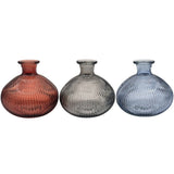 Set of 2 Ribbed Glass Vases 14x13cm - Various Colours