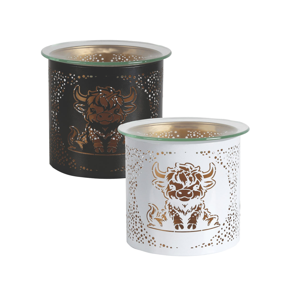Aroma Metal Silhouette Wax Melt Burner/Candle Holder Highland Cow Design - Various Colours