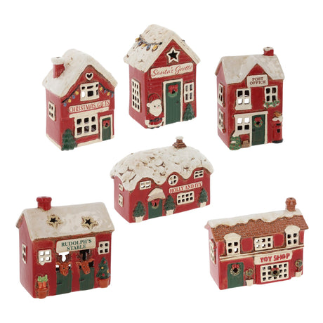 Village Pottery Christmas Collection Tea Light Holders - Various Pubs & Shops