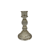 Satchville Ribbed Glass Dinner Candle Holders - Smokey Brown