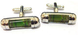 Spirit Level Cufflinks - Green Bubble