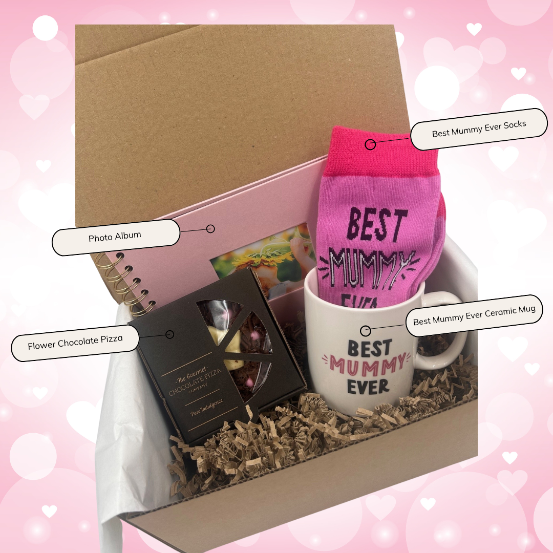 Best Mummy Ever - Mug Socks & Chocolate Pizza Photo Album Treat Gift Box