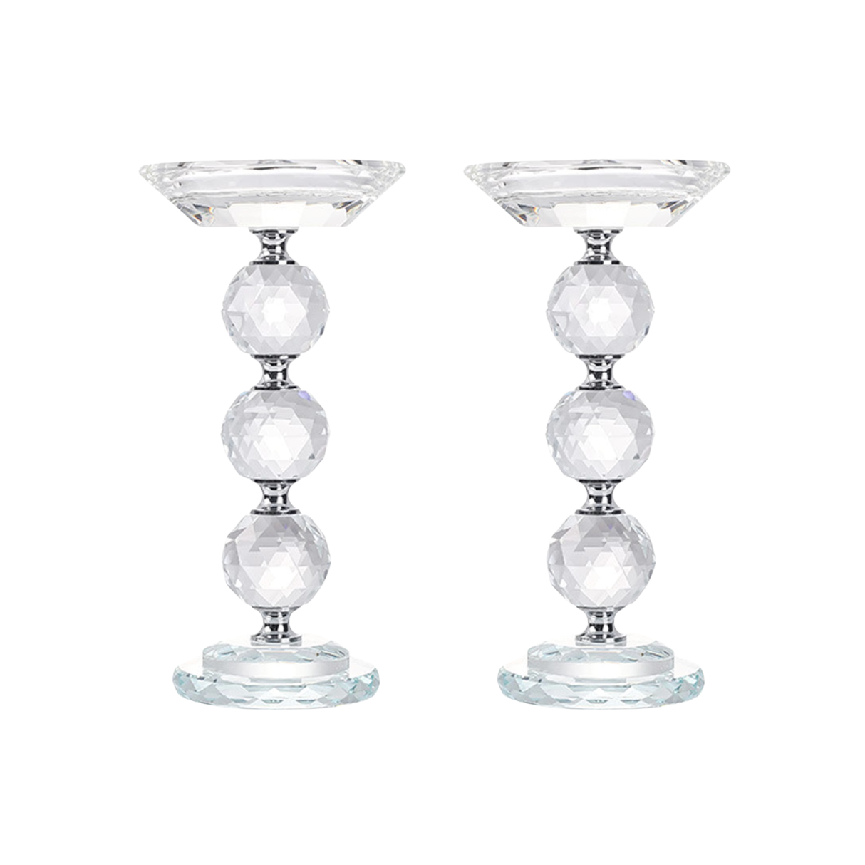Glass Pillar Candle Holder Crystal Ball Design - Various Sizes