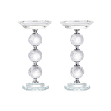 Glass Pillar Candle Holder Crystal Ball Design - Various Sizes