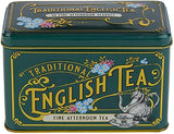 New English Teas Vintage Victorian Tin Caddy with 40 Afternoon Tea Bags - Bottle Green