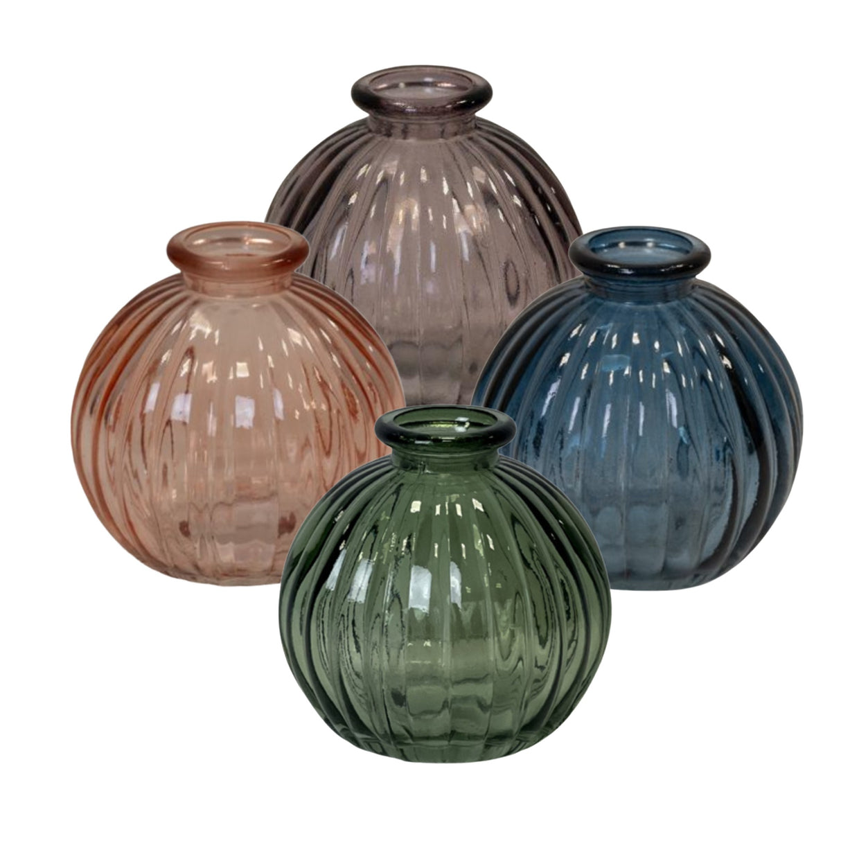 Satchville Glass Round Bottle Vases - Various Colours