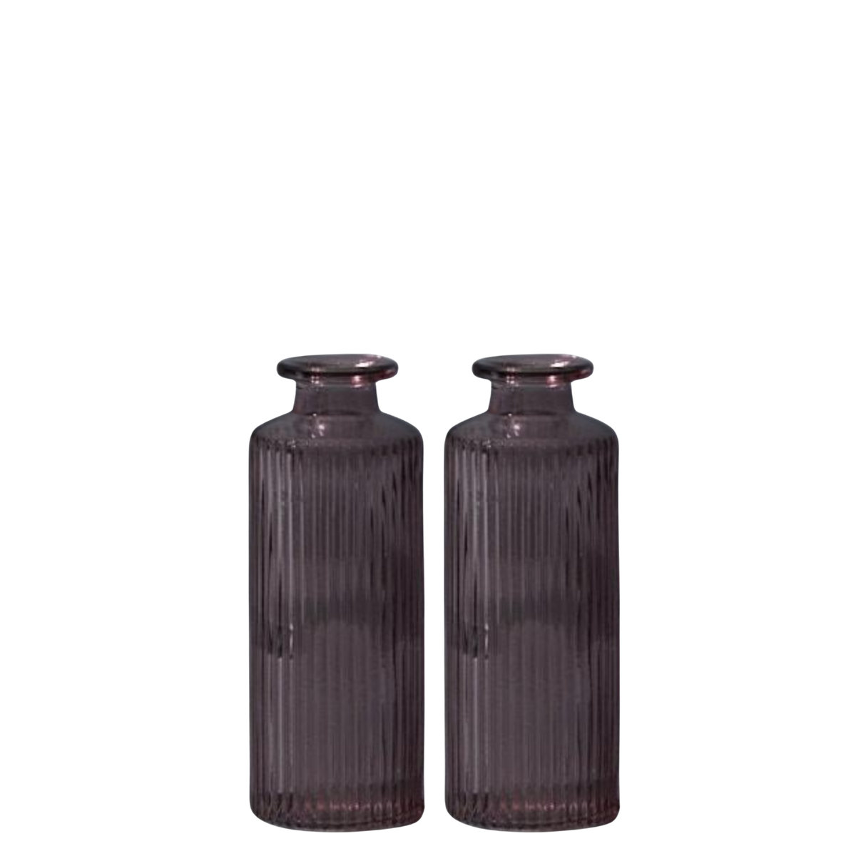 Satchville Ribbed Glass Bottle Vases 13cm - Amethyst Set of 2