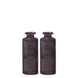 Satchville Ribbed Glass Bottle Vases 13cm - Amethyst Set of 2